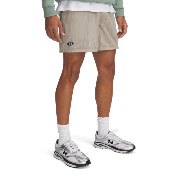 Under Armour Essential Mesh Shorts - Men's - Timberwolf Taupe/White - Image 3