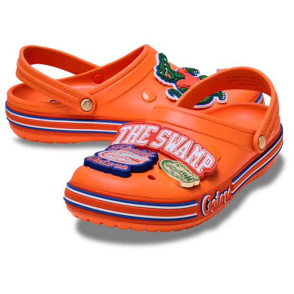 Crocs Collegiate Clogs - Men's - Orange/Green - Image 7