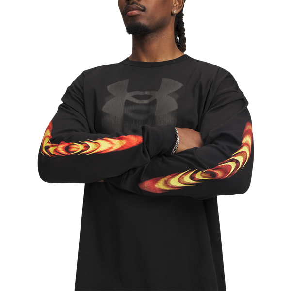 Under Armour HWT Echo Long Sleeve T-Shirt - Men's - Black/Black - Image 3