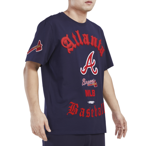 Pro Standard BRAVES OLD ENGLISH SJ TEE - Men's - Midnight Navy - Image 4