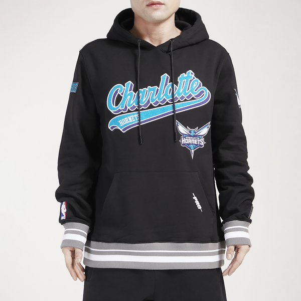 Pro Standard Hornets Script Fleece P/O Hoodie - Men's - Black/Teal - Image 2