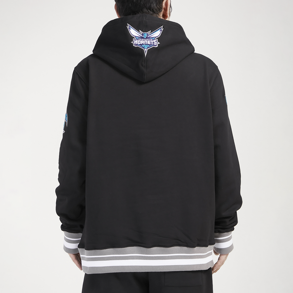 Pro Standard Hornets Script Fleece P/O Hoodie - Men's - Black/Teal - Image 3