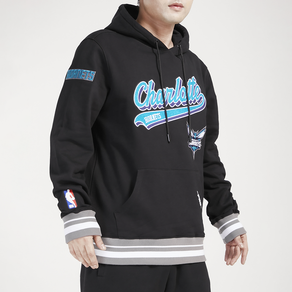 Pro Standard Hornets Script Fleece P/O Hoodie - Men's - Black/Teal - Image 4