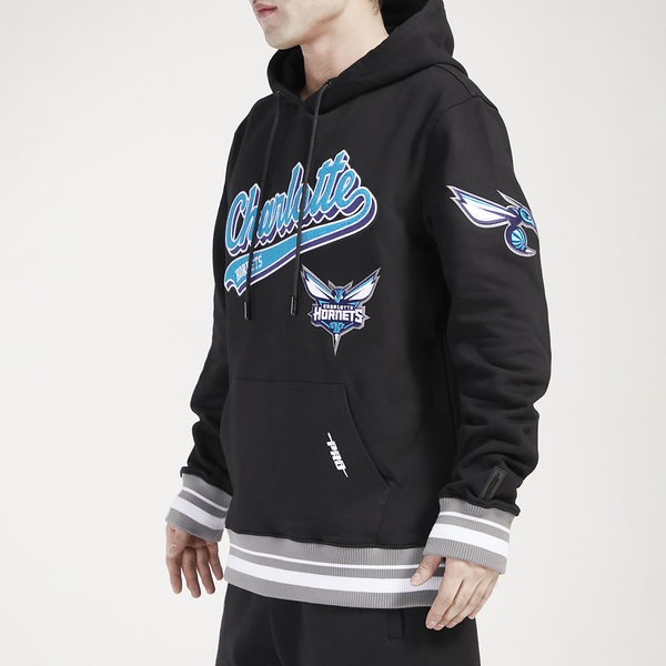 Pro Standard Hornets Script Fleece P/O Hoodie - Men's - Black/Teal - Image 5