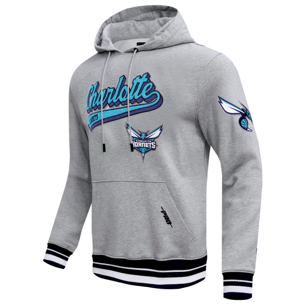 Pro Standard Hornets Script Fleece P/O Hoodie - Men's - Heather Gray/Black - Image 3