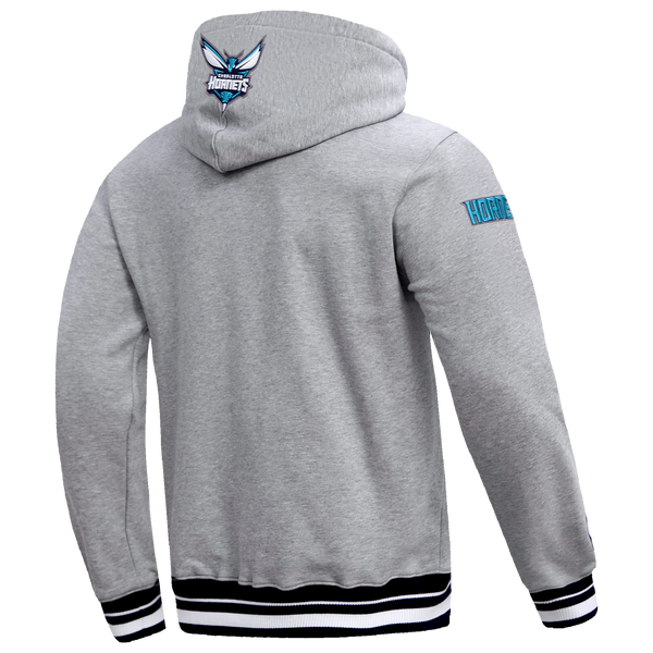 Pro Standard Hornets Script Fleece P/O Hoodie - Men's - Heather Gray/Black - Image 4