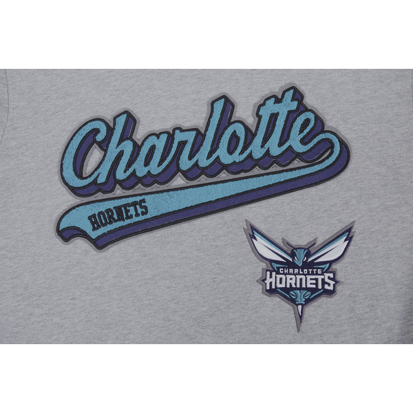Pro Standard Hornets Script Fleece P/O Hoodie - Men's - Heather Gray/Black - Image 5