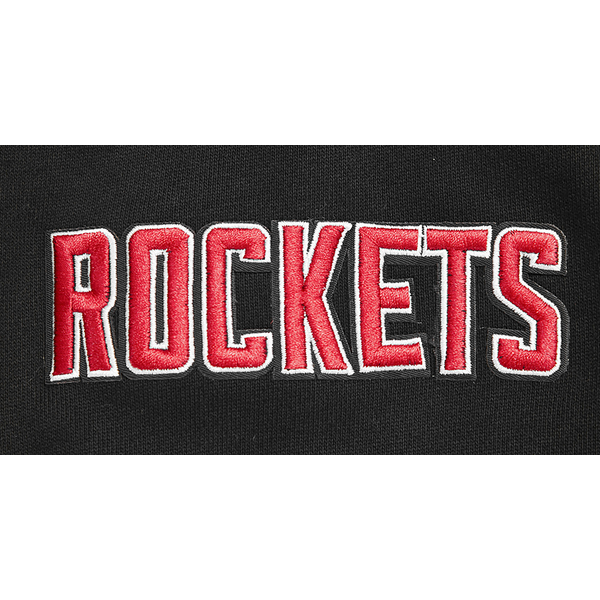 Pro Standard ROCKETS SCRIPT TAIL RIB FLC PO HOODIE - Men's - Black/Black/Red - Image 7