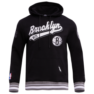 Pro Standard NETS SCRIPT TAIL RIB FLC PO HOODIE - Men's - Black/Gray