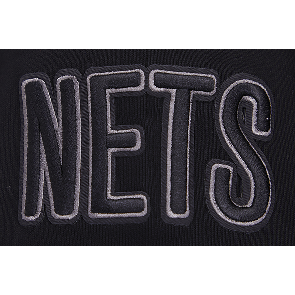 Pro Standard NETS SCRIPT TAIL RIB FLC PO HOODIE - Men's - Black/Gray - Image 8