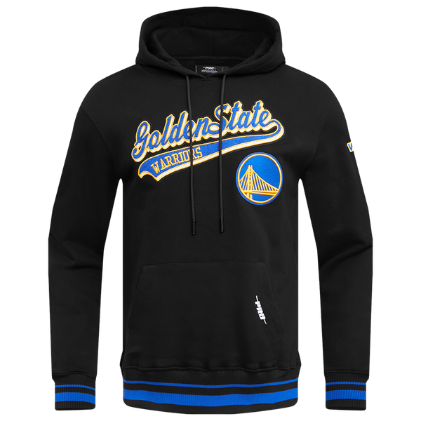 Pro Standard WARRIORS SCRIPT TAIL RIB FLC PO HOODIE - Men's - Black/Black/Royal Blue