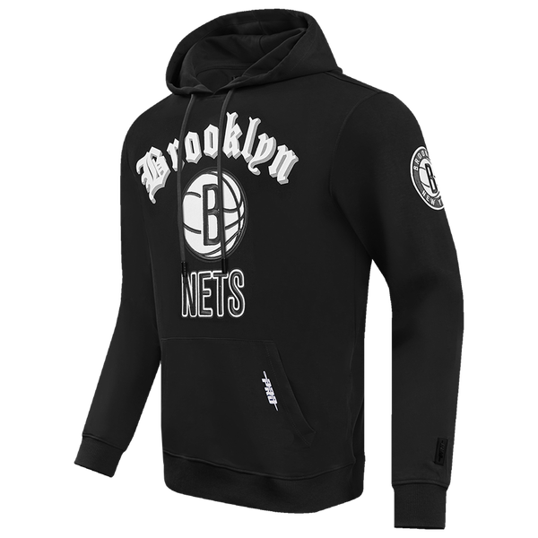 Pro Standard NETS OLD ENGLISH FLC PO HOODIE - Men's - Black - Image 3