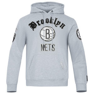 Pro Standard NETS OLD ENGLISH FLC PO HOODIE - Men's - Heather Grey