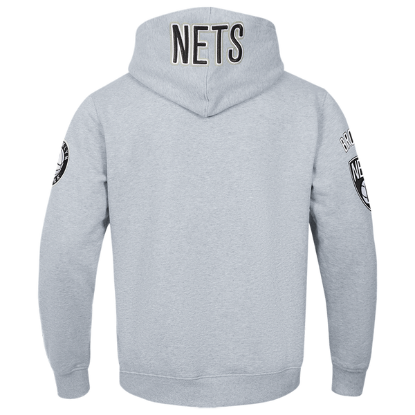 Pro Standard NETS OLD ENGLISH FLC PO HOODIE - Men's - Heather Grey - Image 2