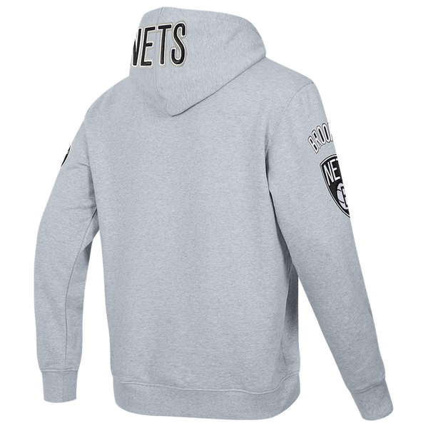Pro Standard NETS OLD ENGLISH FLC PO HOODIE - Men's - Heather Grey - Image 4