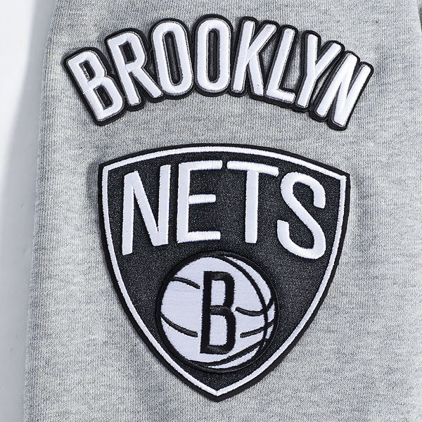 Pro Standard NETS OLD ENGLISH FLC PO HOODIE - Men's - Heather Grey - Image 5