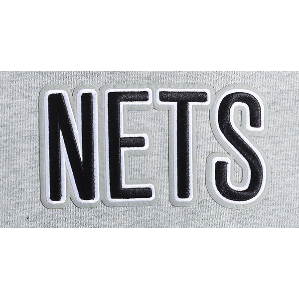 Pro Standard NETS OLD ENGLISH FLC PO HOODIE - Men's - Heather Grey - Image 6