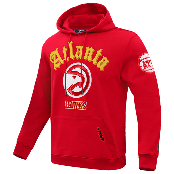 Pro Standard HAWKS OLD ENGLISH FLC PO HOODIE - Men's - Red - Image 3