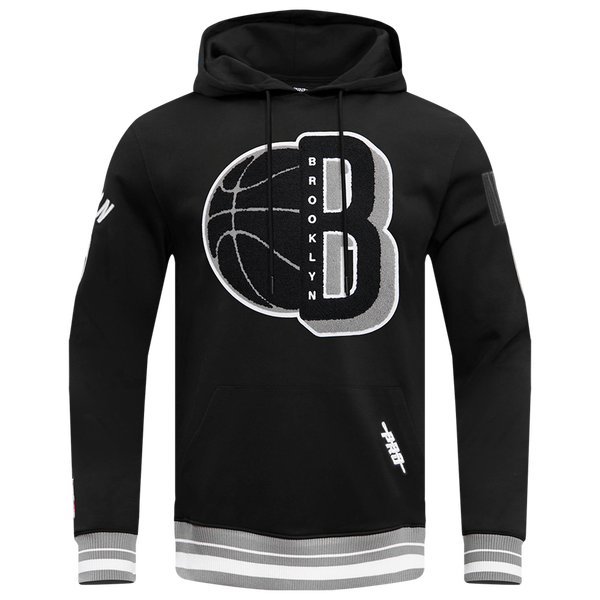 Pro Standard NETS MASH UP RIB FLC PO HOODIE - Men's - Black/Gray