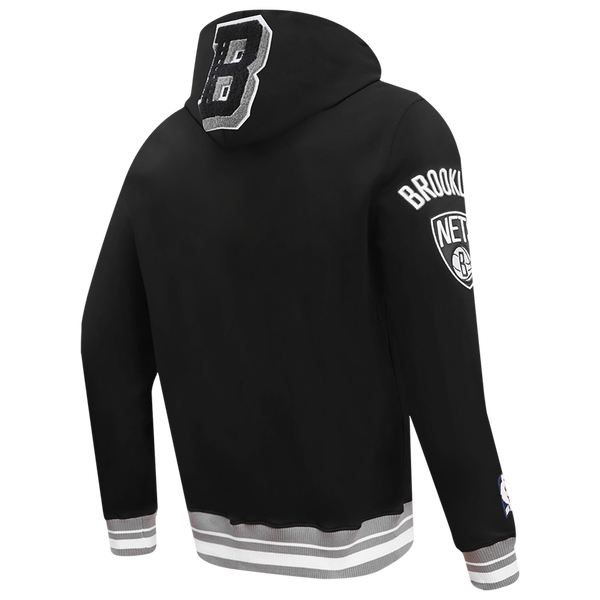Pro Standard NETS MASH UP RIB FLC PO HOODIE - Men's - Black/Gray - Image 4