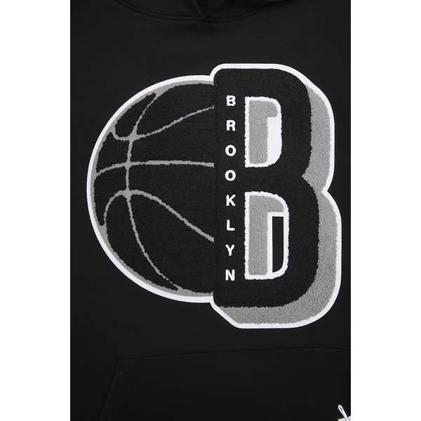 Pro Standard NETS MASH UP RIB FLC PO HOODIE - Men's - Black/Gray - Image 6