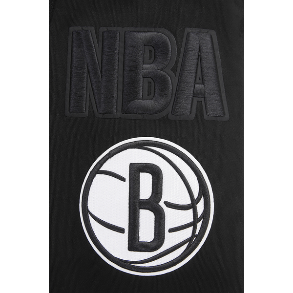 Pro Standard NETS MASH UP RIB FLC PO HOODIE - Men's - Black/Gray - Image 7