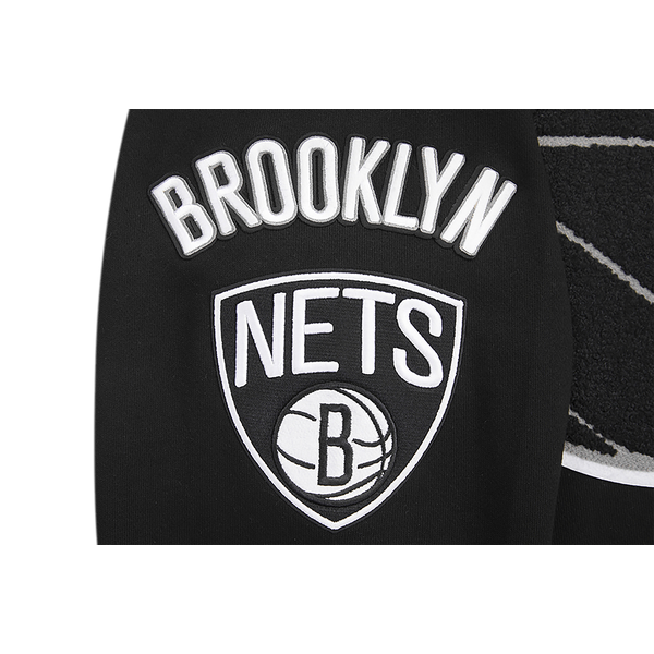 Pro Standard NETS MASH UP RIB FLC PO HOODIE - Men's - Black/Gray - Image 8