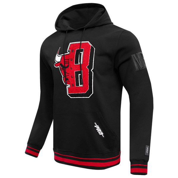 Pro Standard BULLS MASH UP RIB FLC PO HOODIE - Men's - Black/Red/Black - Image 3