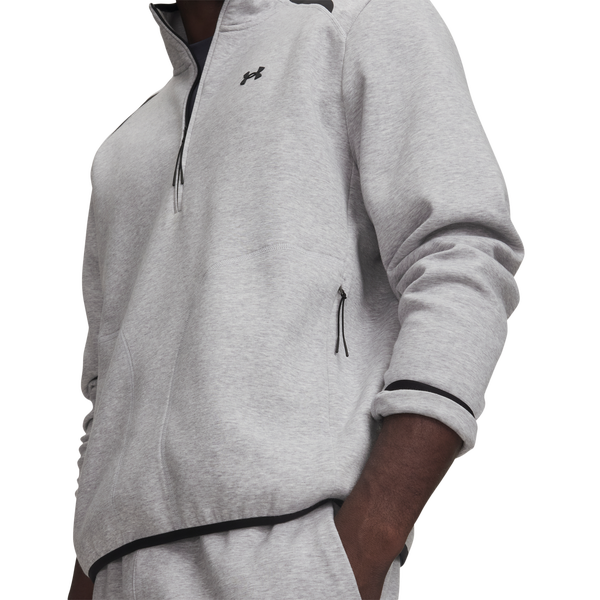 Under Armour Unstoppable Fleece 1/2 Zip - Men's - Black/Gray - Image 3