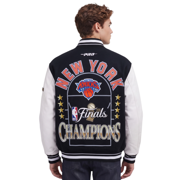 Pro Standard Knicks NBA Finals 2026 Rib Wool Varsity Jacket - Men's - Black - Image 2
