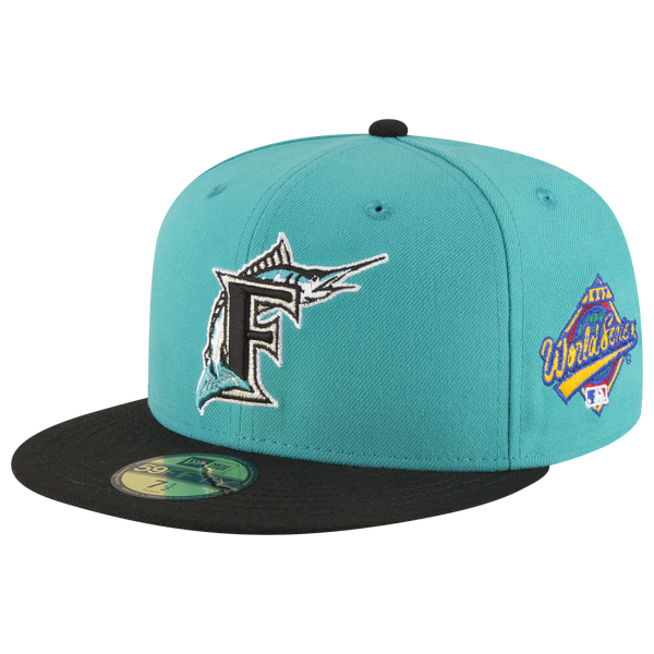 New Era Marlins 59Fifty World Series Side Patch Cap - Men's - Teal/Black