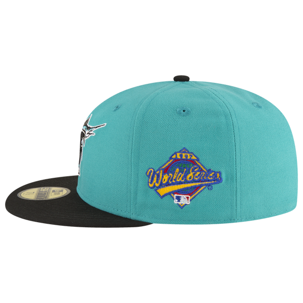 New Era Marlins 59Fifty World Series Side Patch Cap - Men's - Teal/Black - Image 4