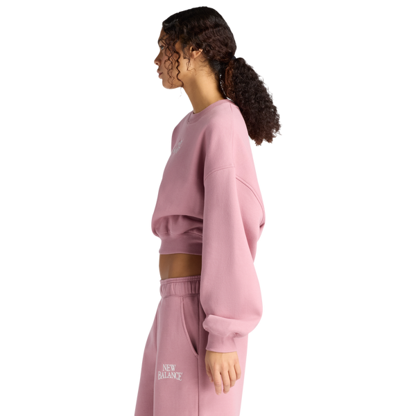 New Balance Linear Heritage Fleece Crew - Women's - Rosewood/Rosewood - Image 3
