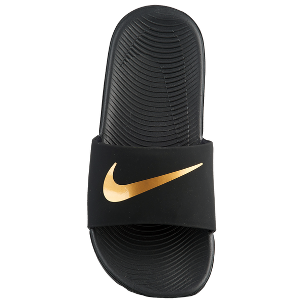 Nike Kawa Slides - Boys' Grade School - Black/Metallic Gold - Image 3