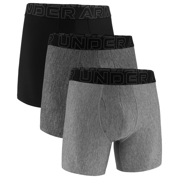 Under Armour Performance Tech Boxer Brief- Solid 6 IN 3PK - Men's - Castlerock/Steel/Black - Image 4