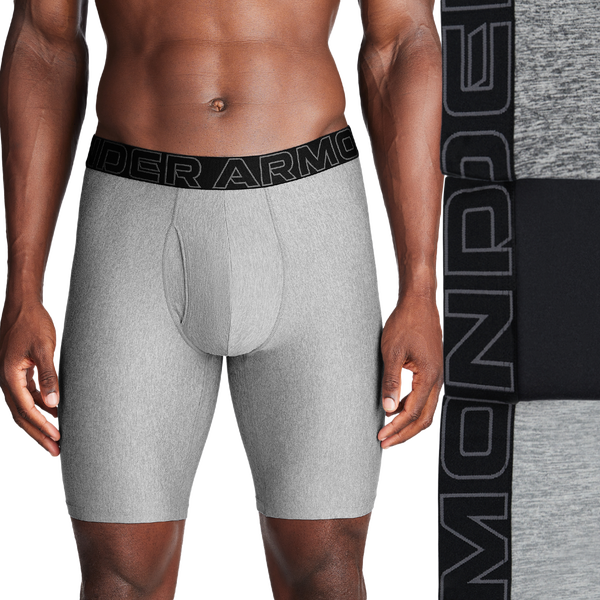 Under Armour Performance Tech Boxer Brief- Solid 9 IN 3PK - Men's - Castlerock/Steel/Black - Image 3