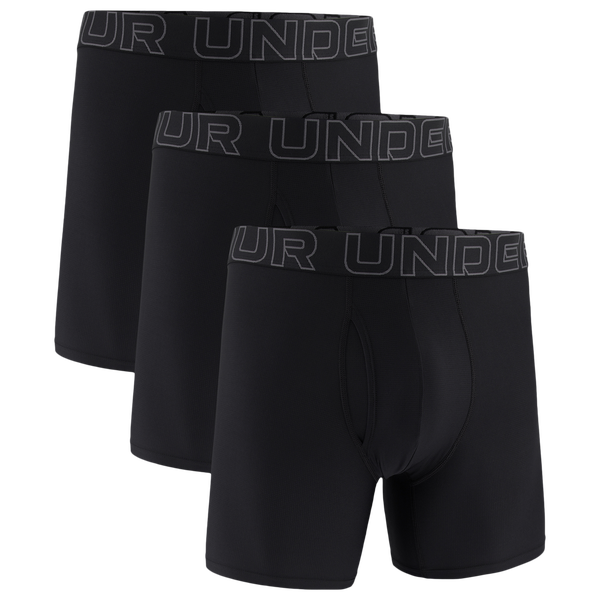 Under Armour Performance Tech Mesh Boxer Brief- Solid 6IN 3PK - Men's - Black/Black/Black - Image 3