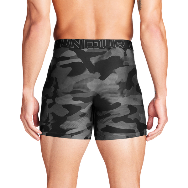 Under Armour Performance Tech Boxer Brief- Print 6 IN 3PK - Men's - Black/Black/Castlerock - Image 2