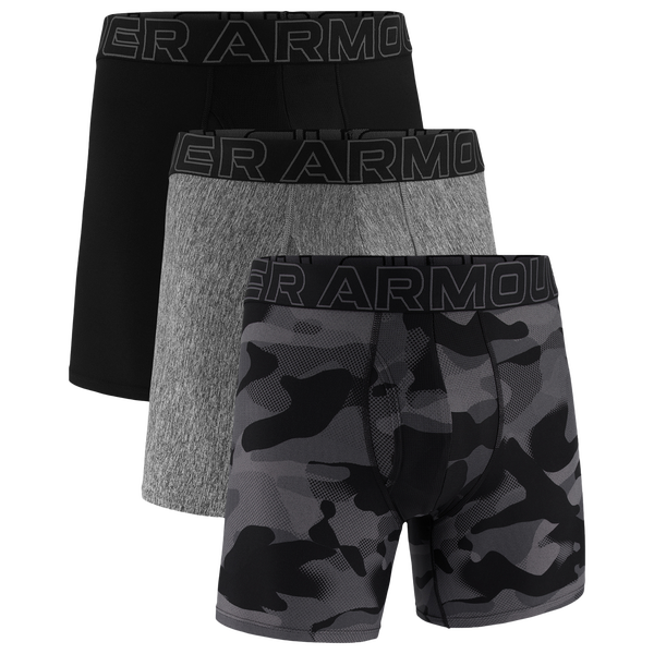 Under Armour Performance Tech Boxer Brief- Print 6 IN 3PK - Men's - Black/Black/Castlerock - Image 4