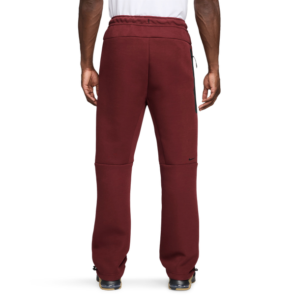Nike Tech Fleece Open Hem Pants - Men's - Black/Maroon - Image 2