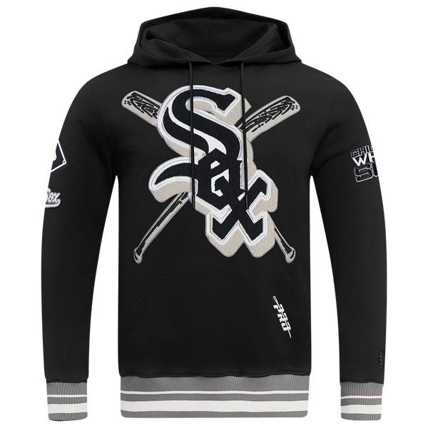Pro Standard WHITE SOX MASH UP RIB FLC PO HOODIE - Men's - Black/Gray