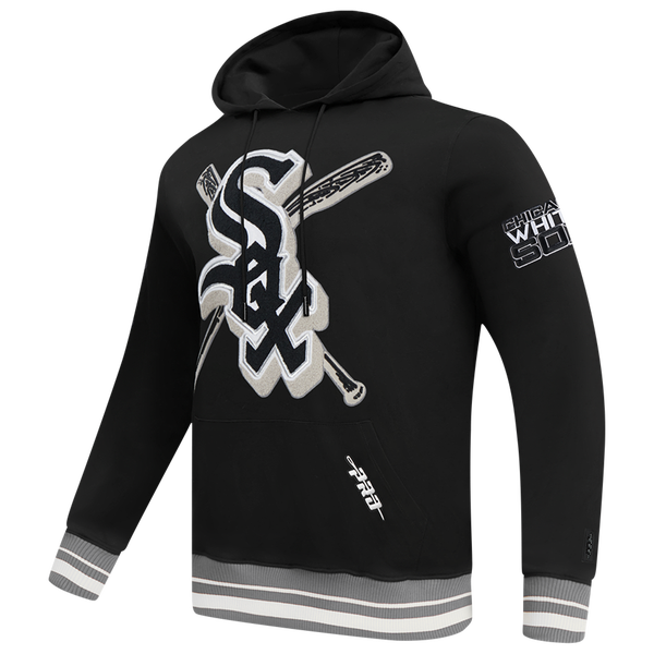 Pro Standard WHITE SOX MASH UP RIB FLC PO HOODIE - Men's - Black/Gray - Image 3
