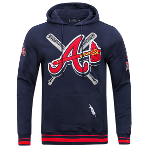 Pro Standard BRAVES MASH UP RIB FLC PO HOODIE - Men's - Midnight Navy/Red/Midnight Navy