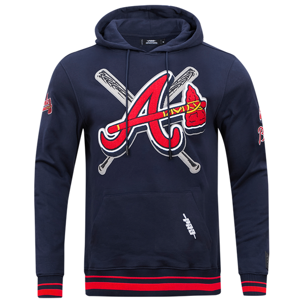 Pro Standard BRAVES MASH UP RIB FLC PO HOODIE - Men's - Midnight Navy/Red/Midnight Navy