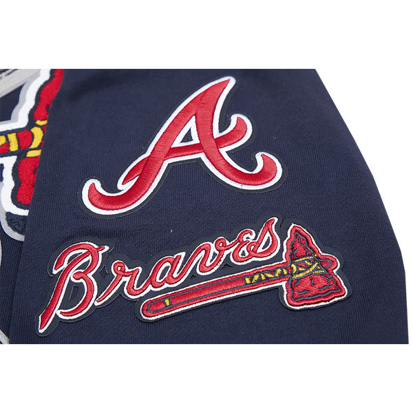 Pro Standard BRAVES MASH UP RIB FLC PO HOODIE - Men's - Midnight Navy/Red/Midnight Navy - Image 9