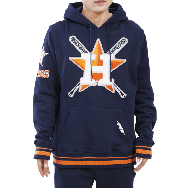 Pro Standard ASTROS MASH UP RIB FLC PO HOODIE - Men's - Midnight Navy/Midnight Navy/Orange