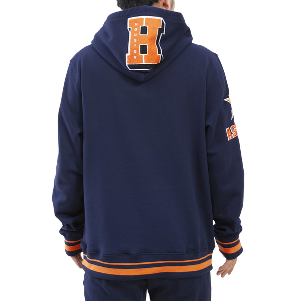 Pro Standard ASTROS MASH UP RIB FLC PO HOODIE - Men's - Midnight Navy/Midnight Navy/Orange - Image 2