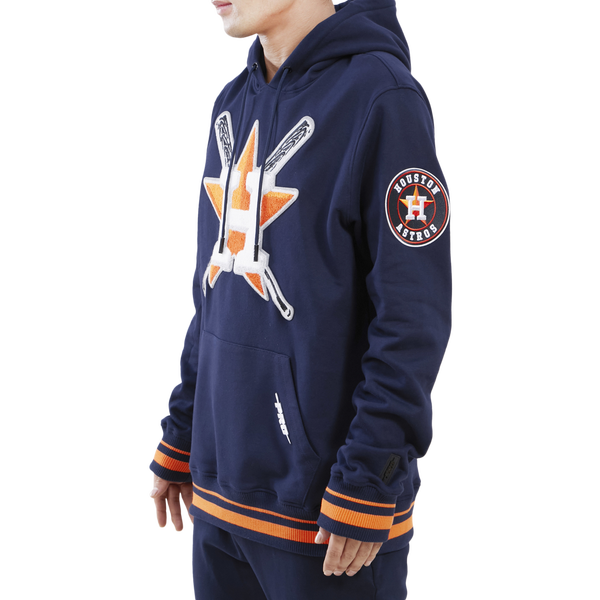Pro Standard ASTROS MASH UP RIB FLC PO HOODIE - Men's - Midnight Navy/Midnight Navy/Orange - Image 4