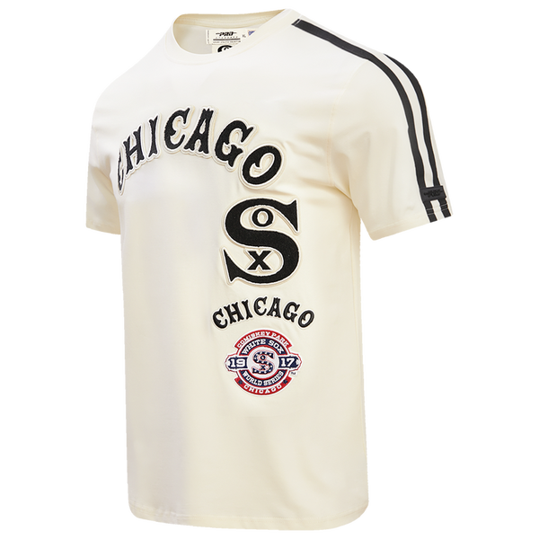 Pro Standard WHITE SOX RETRO CLASSIC SJ STRIPED TEE - Men's - Eggshell/Black - Image 3