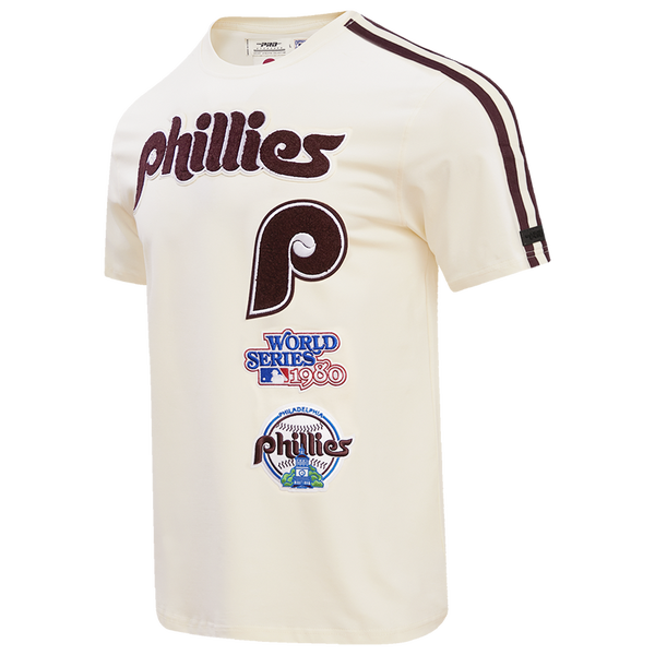 Pro Standard PHILLIES RETRO CLASSIC SJ STRIPED TEE - Men's - Eggshell/Wine - Image 3
